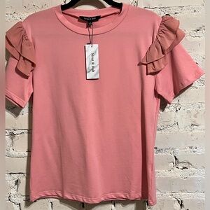 NWT Strut & Bolt poplin ruffle shoulder top
